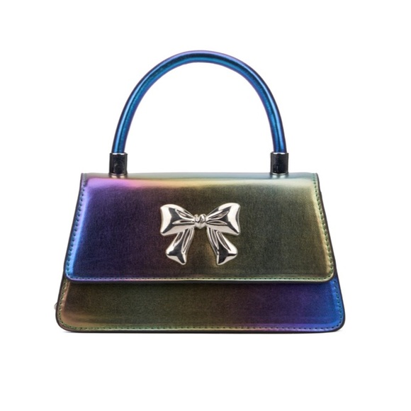 Iridescent Olivia Miller Rainbow Bow Accent Handbag - Picture 1 of 10